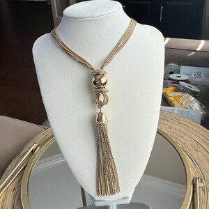 Joan Rivers Extra Long Multi Chain Necklace With Chain Tassle Focal Point